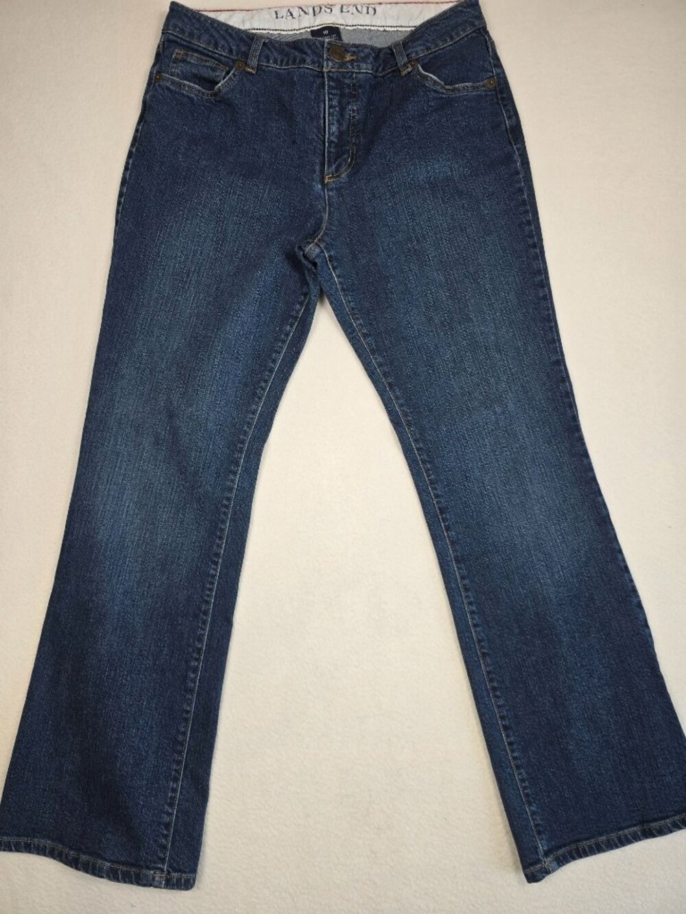 Lands End Womens 10 Modern Waist Boot Leg Jeans Medium Wash Cotton Blend